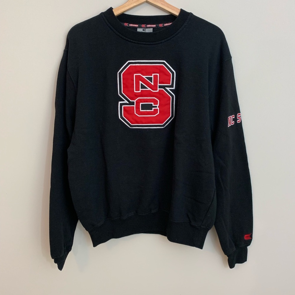 Nc state black embroidered sweatshirt
